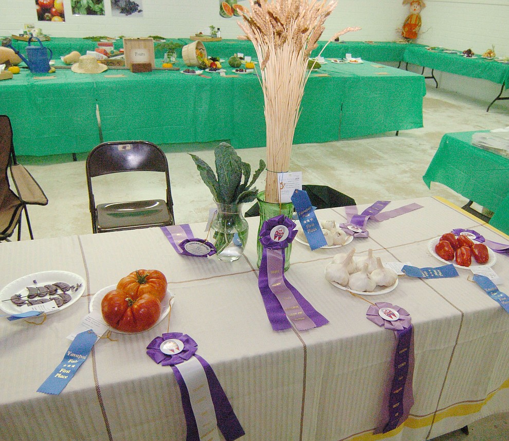Some of the winning entries in the Agriculture/Horticulture contest at the 2017 Yavapai County Fair at the Prescott Rodeo Grounds Wednesday, September 7 in Prescott . (Les Stukenberg/Courier).