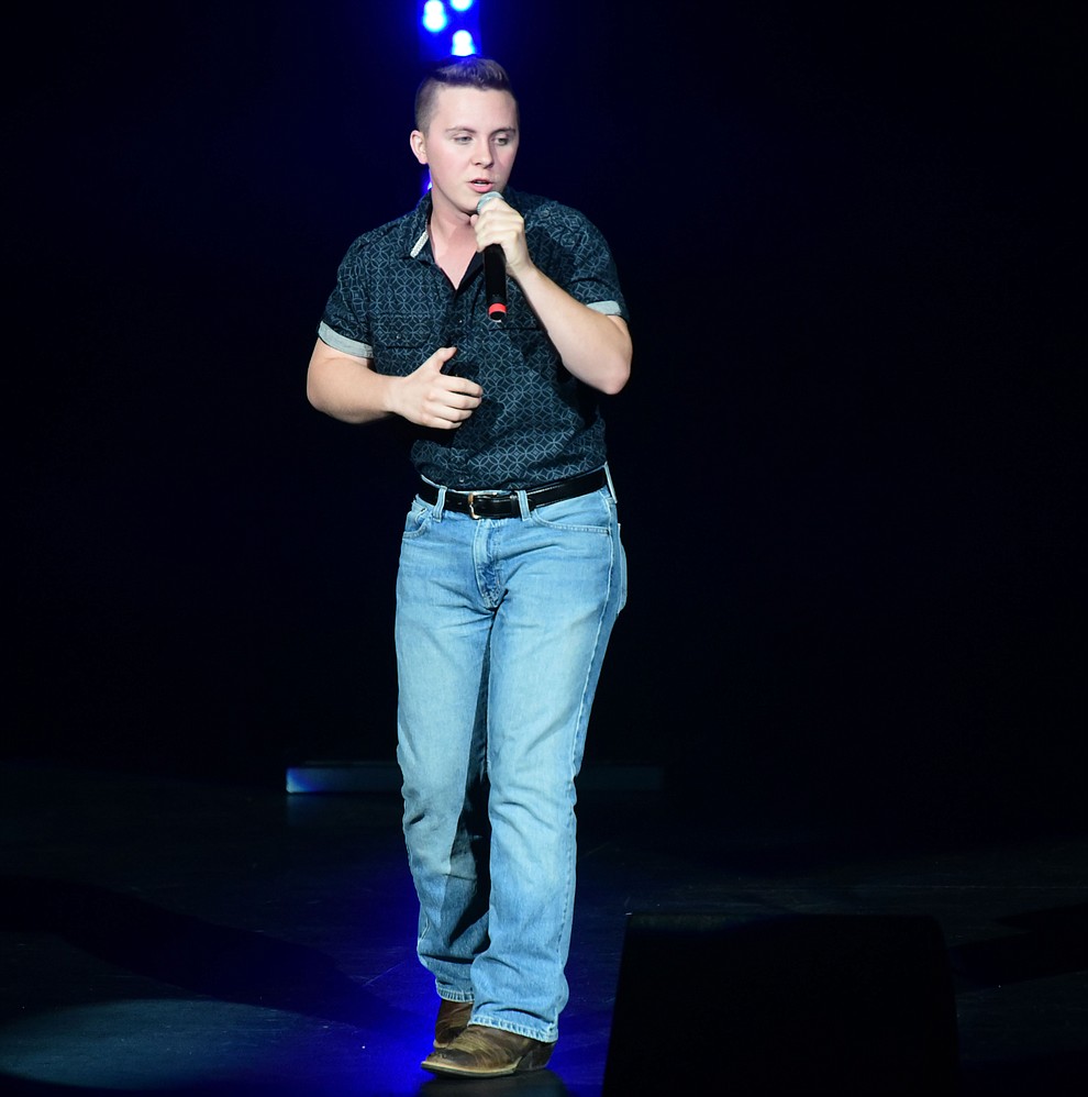 Zachary Potts sings "Stay a Little Longer" during the finale of the 8th annual Prescott Idol competition at the Yavapai College Performance Hall Wednesday, September 6 in Prescott . (Les Stukenberg/Courier).