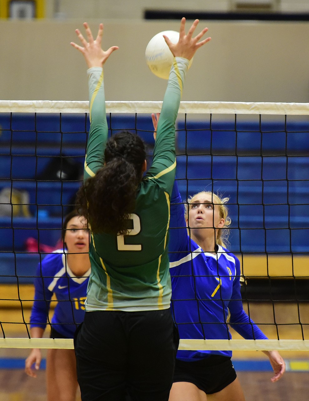 Prescott's Katherine Radavich (7) goes fora kill as they play Mohave in volleyball Tuesday, September 12 in Prescott. (Les Stukenberg/Courier).