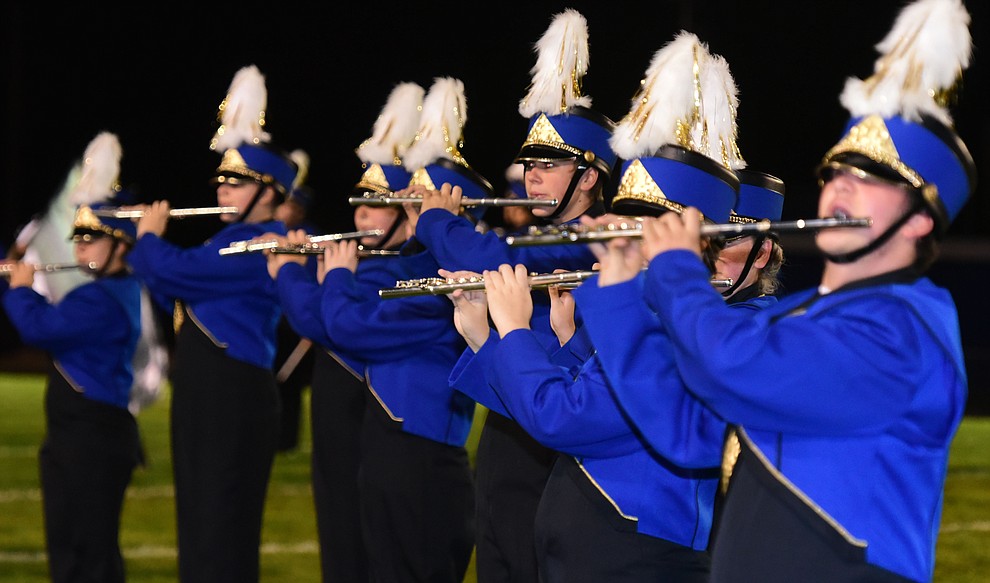 The Pride of Prescott Marching Band performs at halftime as the Badgers play Moon Valley in the 2017 Homecoming game Friday, September 15 in Prescott. (Les Stukenberg/Courier).