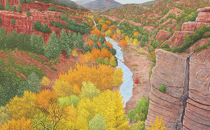 “Oak Creek Overlook” by Gerald Moore, Available at Lanning Gallery in Sedona. Enjoy an evening of special guests, artist receptions and celebrations at their monthly 1st Friday in the Galleries Tour on Friday, Oct. 6, from 5 – 8pm.
