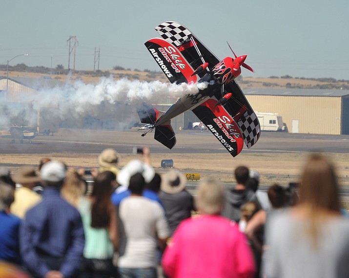 Skip Stewart and his Pitts S-2S, Prometheus performs at the Wings Out West Airshow sponsored by ERAU and the City of Prescott Saturday, October 7. (Les Stukenberg/Courier)