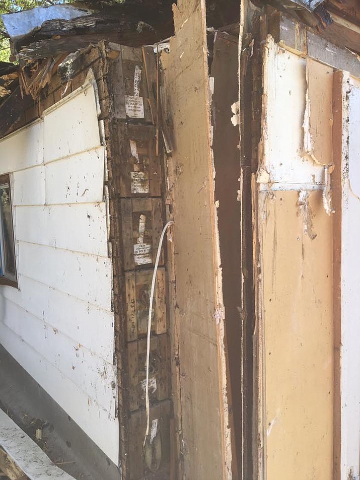 Walls made with ammo boxes from WWII were found in a Prescott home. (Courtesy)