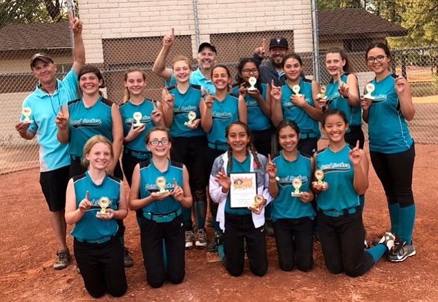 The Arizona Sand Snakes of Prescott won the National Softball Association’s (NSA) End of Summer Madness tournament Sept. 9 and 10 in Payson. Kneeling, from left, Natalie Diedrick, Kendall Murray, Yasmine Bernal, Aleah Murillo and Ruby Tessman. Standing, from left, Mike Tessman, Tessa Martinez, Laycee Wasil, Peyton Weber, Bill Weber, Harlee McDowell, Mercedes Jackson, Pepe Bernal, Saree James, Madison Vick and Mia Luzania.