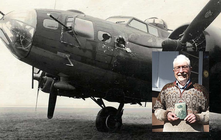 Dearly Beloved was one  B-17 Flying Fortress Walter Olmsted served on as a gunner during WWII. Olmsted and his crew took gunfire aboard the plane (as seen in the photo). Olmsted flew 43 missions over Norway, France, Poland, Belgium and Germany from 1943-45. 