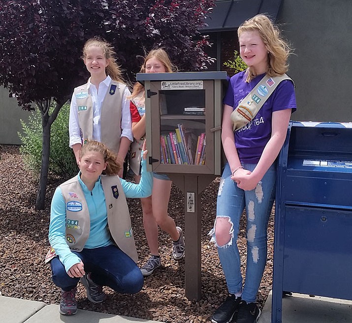 Allie Mullins, Riley Weber, Peyton Weber, Sabrina Agosti. The Scouts are currently enrolled at ASU Digital Prep High Scool, BASIS Prescott, and Tri-City Prep. This Little Free Library Charter #48641 is located in The Crossings at: 3626 Crossings Drive, Prescott, AZ 86305. Take a book, leave a book free exchange. (Courtesy)