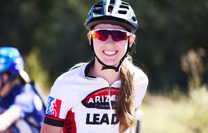 Prescott's Mackenzie Roberts is all smiles Sept. 24 before a race at Pioneer Park in Prescott. Roberts claimed the Arizona Interscholastic Cycling League championship Sunday, Nov. 5, 2017, at White Tank Mountain Regional Park in Waddell, Arizona. (Les Stukenberg/Courier, File)