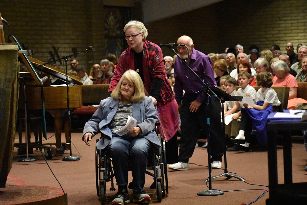 Karen and Alan Jankowski were invited to speak about the Stagger Straight shelter run by the Coalition for Compassion and Justice (CC&J) during the fourth annual interfaith Celebration of Thanks performance on Nov. 16, 2017 at Sacred Heart Church in Prescott. (Richard Haddad/WNI)