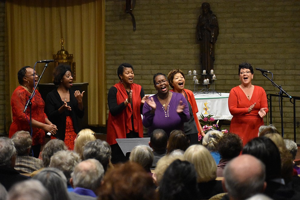 The St. Luke Ebony Choir sings during the fourth annual interfaith Celebration of Thanks performance on Nov. 16, 2017 at Sacred Heart Church in Prescott. (Richard Haddad/WNI)