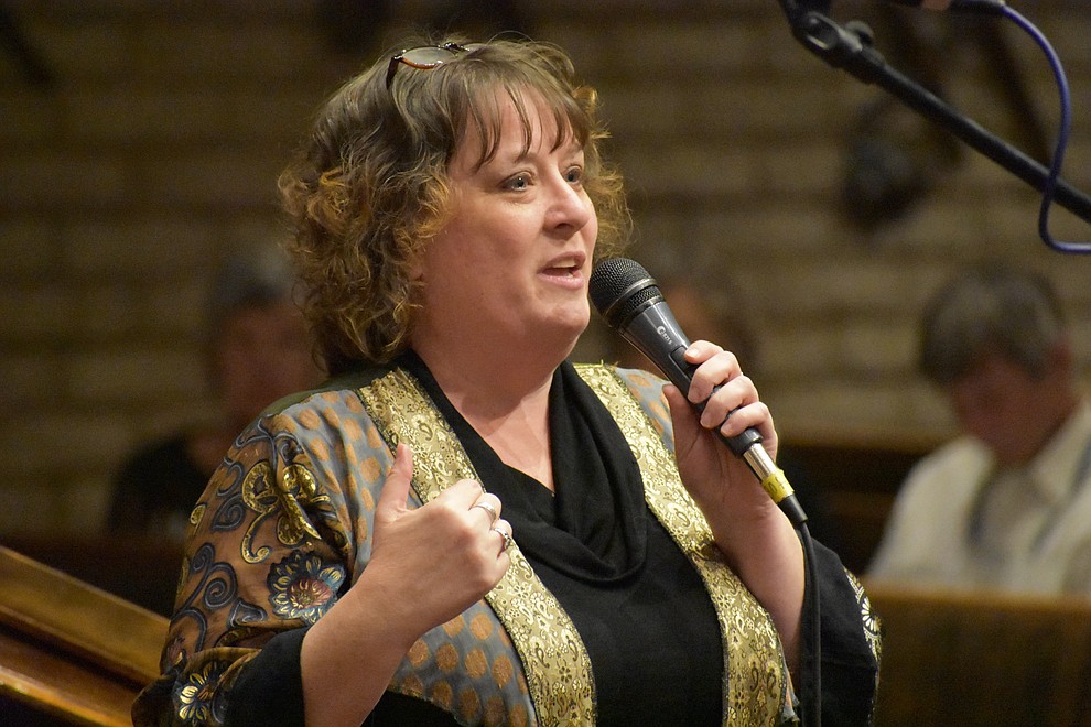 Rev. Kathleen Sibley sang a solo of "This is What I Know" accompanied on piano by Jackson Raunch  during the 2017 Celebration of Thanks concert at Sacred Heart Church in Prescott. The annual event is sponsored by the Quad City Interfaith Council. (Richard Haddad/WNI)