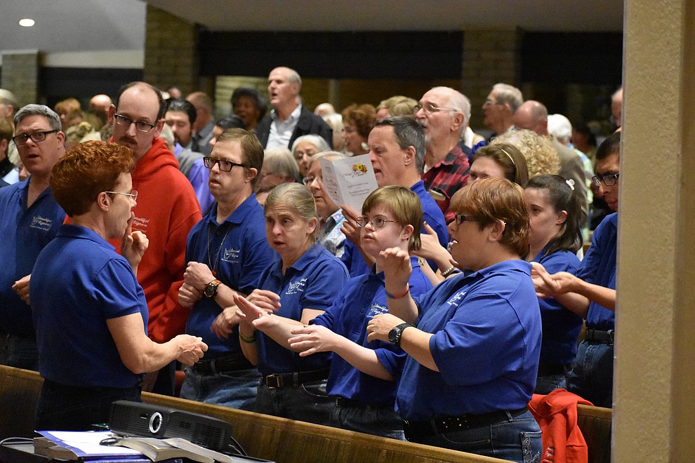 The "Beautiful Singers" sign language choir from American Lutheran Church performed during the 2017 Celebration of Thanks at Sacred Heart Church in Prescott. (Richard Haddad/WNI)