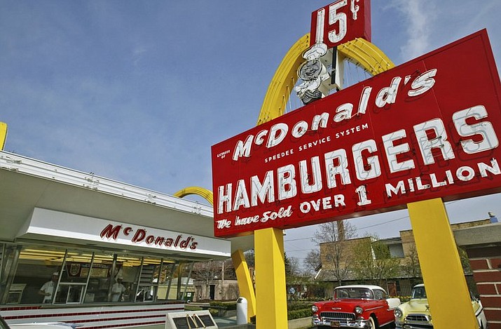 This April 15, 2005, file photo, shows a replica of Ray Kroc’s first McDonald’s franchise, which opened on April 15, 1955, that is now a museum in Des Plaines, Ill. McDonald’s Corp. has announced it will demolish the museum. Kroc built his first restaurant in 1955 in Des Plaines, after franchising the brand from the original owners, Richard and Maurice McDonald. (AP Photo/Nam Y. Huh File)