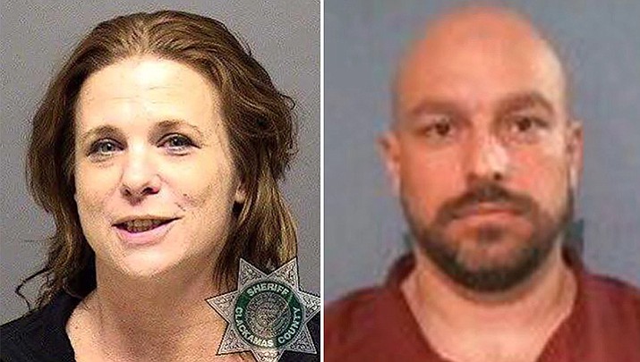 Melissa Ann Blair and Anthony Powell shared a long kiss at the end of a visit last year at the Oregon State Penitentiary and she passed seven tiny balloons filled with methamphetamine into his mouth. Two of the balloons ruptured in Powell’s stomach a short time later and he died. (Clackamas County Sheriff; Oregon Dept. of Corrections)