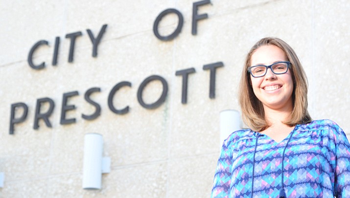 City of Prescott's newest and possibly youngest council member ever Alexa Scholl poses outside of City Hall Wednesday.