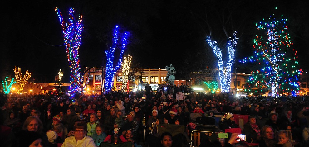Large crowds were on hand during the annual Courthouse Lighting in downtown Prescott Saturday, December 2. (Les Stukenberg/Courier)
