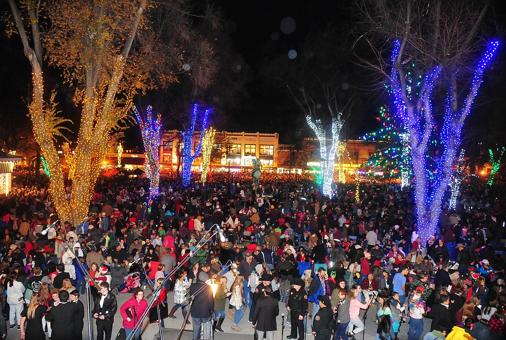 Large crowds were on hand for the annual Courthouse Lighting in downtown Prescott Saturday, December 2. (Les Stukenberg/Courier)
