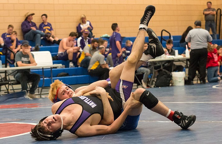 Camp Verde’s Korben Uhler won the 132 pound Verde Duals championship. (VVN/Halie Chavez)