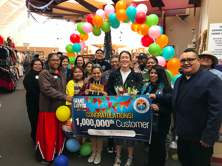 Grand Canyon West records its 1 millionth visitor for 2017 on Dec. 20. Abbi Reynolds and Caitlin Wiggins from Apex, North Carolina were congratulated as the 1 millionth visitors. 