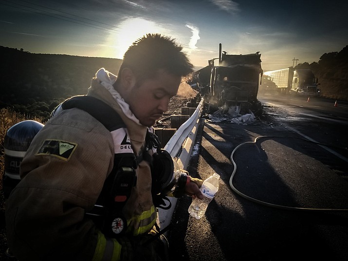 Ash Fork and Williams Fire respond to I40 truck fire WilliamsGrand