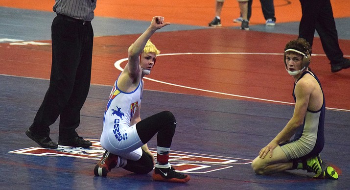 Camp Verde sophomore Korben Uhler won the 126-pound state championship last year. This season he is 26-0 at 132 pounds. (VVN/James Kelley)