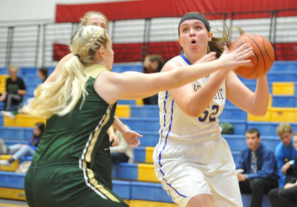 Prescott's Mary Hald looks to shoot as the Badgers take on Mohave Tuesday night in Prescott. (Les Stukenberg/Courier)