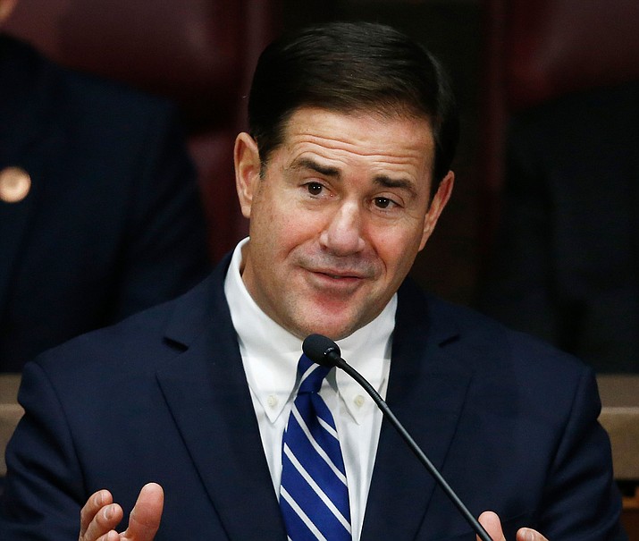 Gov. Doug Ducey gives his state of the state speech at the capitol, Monday, Jan. 8, 2018, in Phoenix. (Ross D. Franklin/AP)