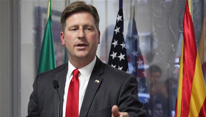 Phoenix mayor, Greg Stanton, who speaks on the issue of human trafficking in the city of Phoenix and notes the recent arrests of 86 individuals in a human trafficking sting. (AP Images)