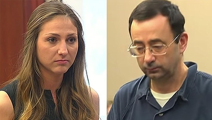 Kyle Stephens was the first victim of nearly 100 to speak Tuesday at a sentencing hearing for former doctor Larry Nassar, who pleaded guilty to molesting females at his Michigan State University office, his home and a Lansing-area gymnastics club, often while their parents were in the room. (AP)