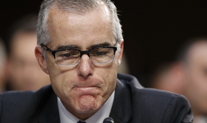 In this June 7, 2017, file photo, then-acting FBI Director Andrew McCabe pauses during a U.S. Senate Intelligence Committee hearing on Capitol Hill in Washington. McCabe stepped down on Monday, Jan. 29,  from his position with the FBI, well ahead of his previously planned retirement this spring. (Alex Brandon/AP, File)