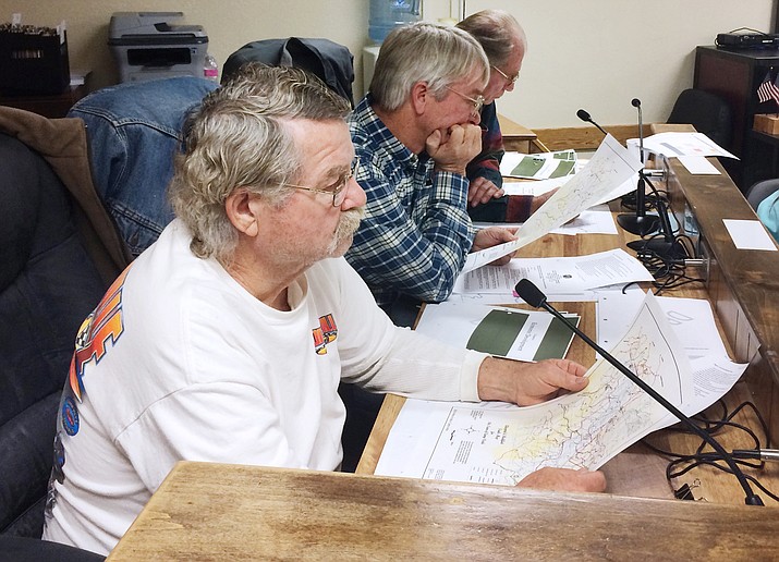 Photographed in 2016, Town of Camp Verde Planning & Zoning commissioner Dave Freeman, seated at left with Chip Norton and the late Bob Burnside, has stepped down from the commission. Freeman has been on the commission since 2006. (Photo by Bill Helm)