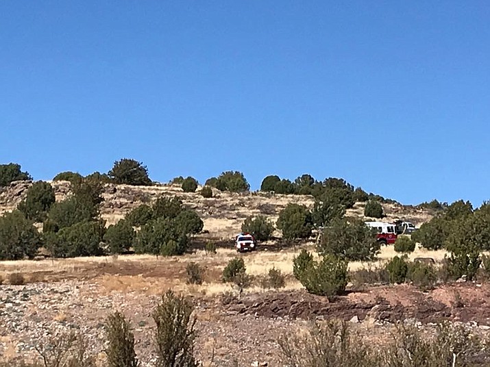 Central Arizona Fire and Medical Authority crews respond to a small wildland fire a few miles north of Paulden midday Sunday, Feb. 11. (Photo courtesy CAFA) 
