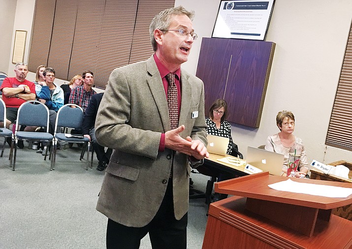 Tuesday, Cottonwood-Oak Creek Superintendent Steve King will present additional information as it pertains to the district’s plan to realign three schools into K-12 schools. (Photo by Bill Helm)