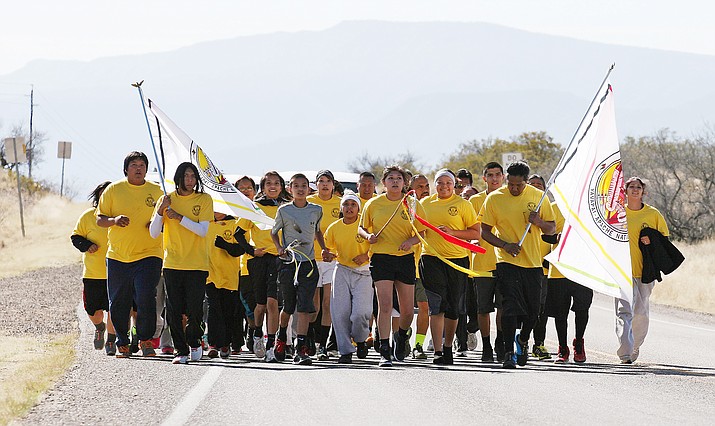 Members of the Yavapai-Apache Nation run 180 miles from San Carlos each year as they remember their ancestors who were forced to march the same distance from their Camp Verde homes in 1875. (Photo by Bill Helm)