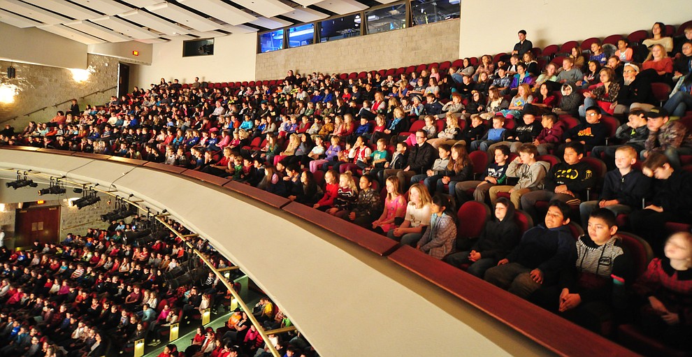 The Prescott Pops Symphony performs for 2200 third to fifth grade students from around Yavapai County in the annual Music Memory Concert at the Yavapai College Performance Hall Thursday morning. (Les Stukenberg/Courier)