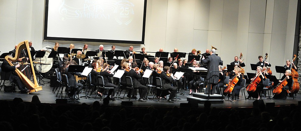 The Prescott Pops Symphony performs for 2200 third to fifth grade students from around Yavapai County in the annual Music Memory Concert at the Yavapai College Performance Hall Thursday morning. (Les Stukenberg/Courier)