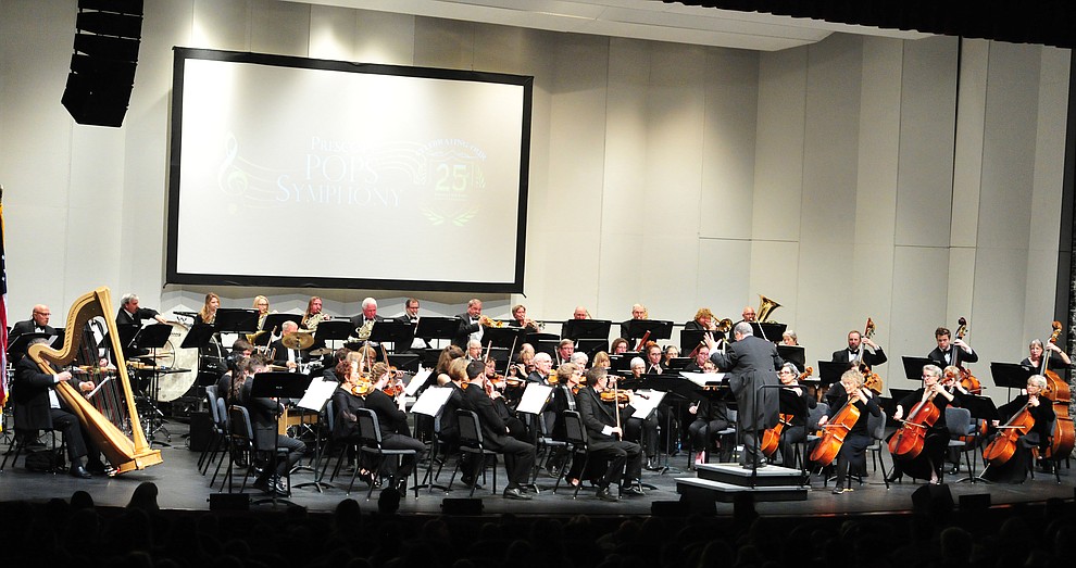 The Prescott Pops Symphony performs for 2200 third to fifth grade students from around Yavapai County in the annual Music Memory Concert at the Yavapai College Performance Hall Thursday morning. (Les Stukenberg/Courier)