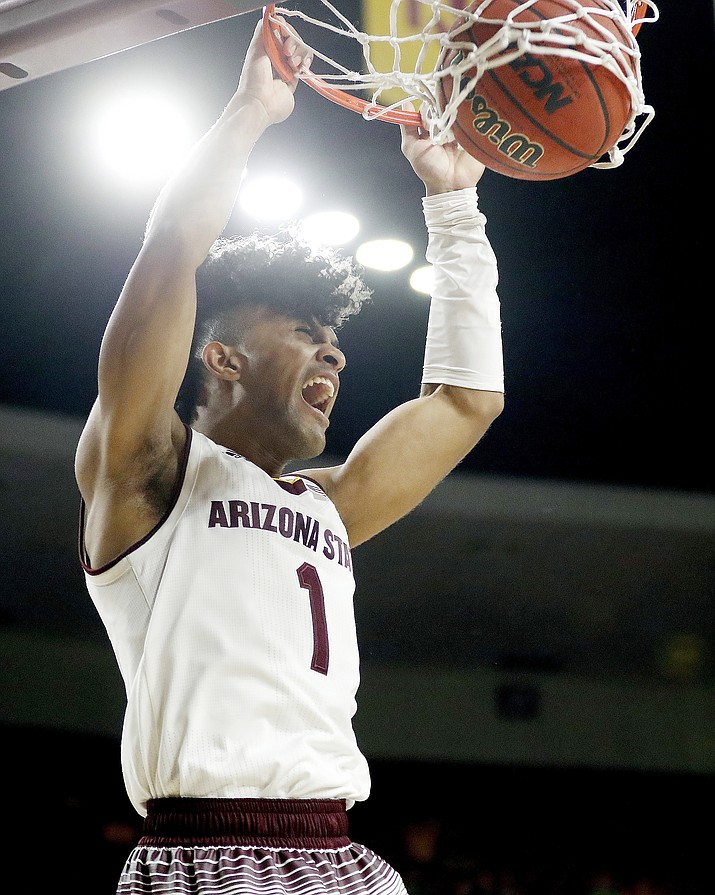 Arizona State guard Remy Martin dunks against Stanford during the second half of an NCAA college basketball game Saturday, March 3, 2018, in Tempe.