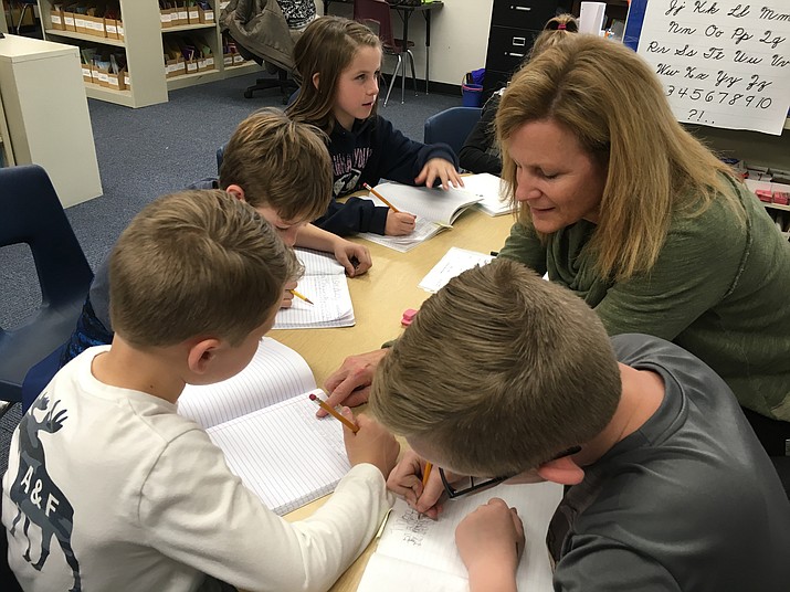 A Prescott Unified School District teacher works with her students Jan. 8 in Prescott. (PUSD/Courtesy)