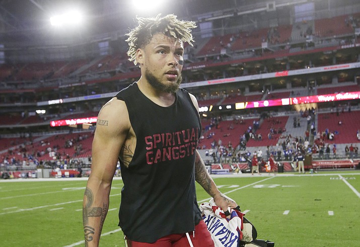 Arizona Cardinals free safety Tyrann Mathieu (32) during an NFL football game against the New York Giants, Sunday, Dec. 24, 2017, in Glendale. Mathieu signed with the Houston Texas on Monday, March 19, 2018. (AP Photo/Rick Scuteri)