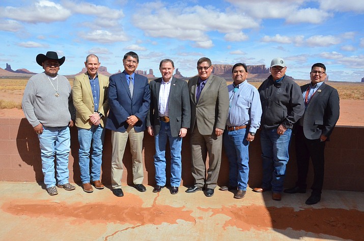 Navajo Nation leadership meet with U.S. Rep. John Curtis and Utah Gov. Gary Herbert in Monument Valley, Utah March 12 to discuss solutions to a recent decision to re-size Bears Ears National Monument. (Submitted photo)