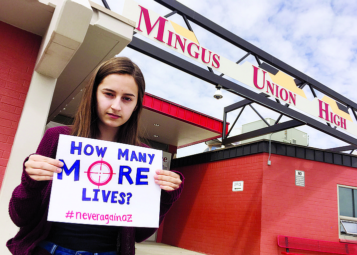 Mingus Union High School senior Mackenzie King says that the March 24 March For Our Lives in Sedona is against “weapons like the AR-15 that were designed with the express purpose of killing mass amounts of people incredibly quickly.” (VVN/Bill Helm) 