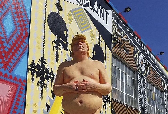 This undated image provided by Julien’s Auctions shows a naked statue of Donald Trump that is going up for auction that will take place May 2, 2018, in Jersey City, N.J. (Julien’s Auctions via AP)

