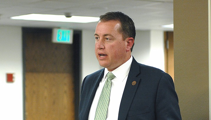 State Treasurer Jeff DeWit tells lawmakers in late 2015 that it was illegal for the state to raid the education trust fund without getting congressional approval. (Howard Fischer/Capitol Media Services, File)