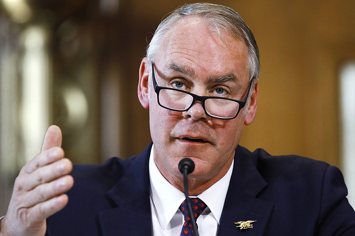 Interior Secretary Ryan Zinke testifies before the Senate Committee on Energy and Natural Resources during a committee hearing on the President’s Budget Request for Fiscal Year 2019 March 13, 2018, on Capitol Hill in Washington. (AP Photo/Jacquelyn Martin)