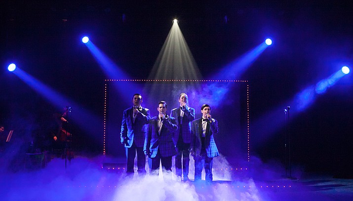 From left, Aaron Arseneault, Joshua Vern, Skyler Washburn and Trey DeGroodt in TheaterWorks’ production of “Forever Plaid." (JT Turner/Courtesy)