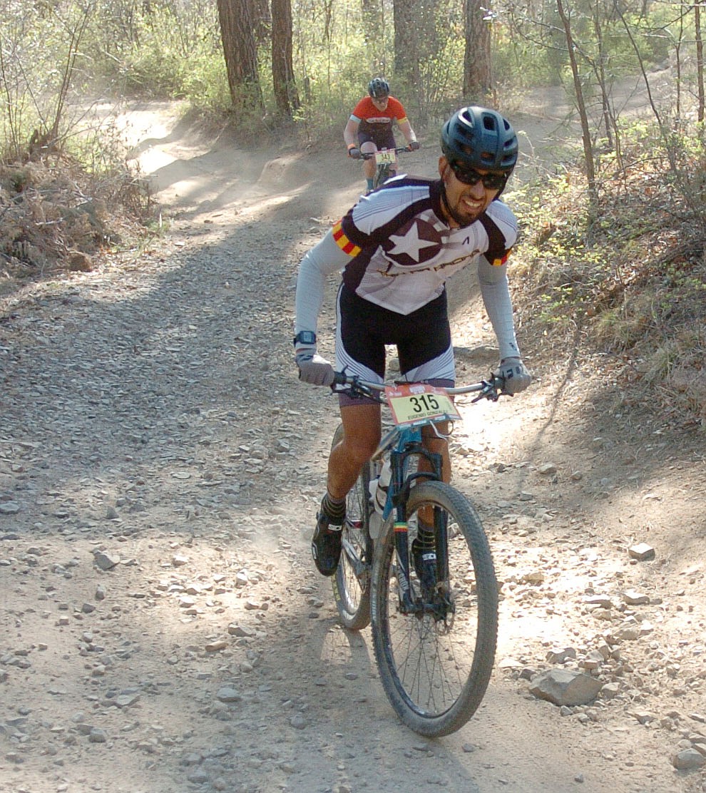 Eugenio Gonzalez on course during the Whiskey Off Road 30 and 50 mile amateur races in Prescott Saturday, April 28, 2018. (Les Stukenberg/Courier)