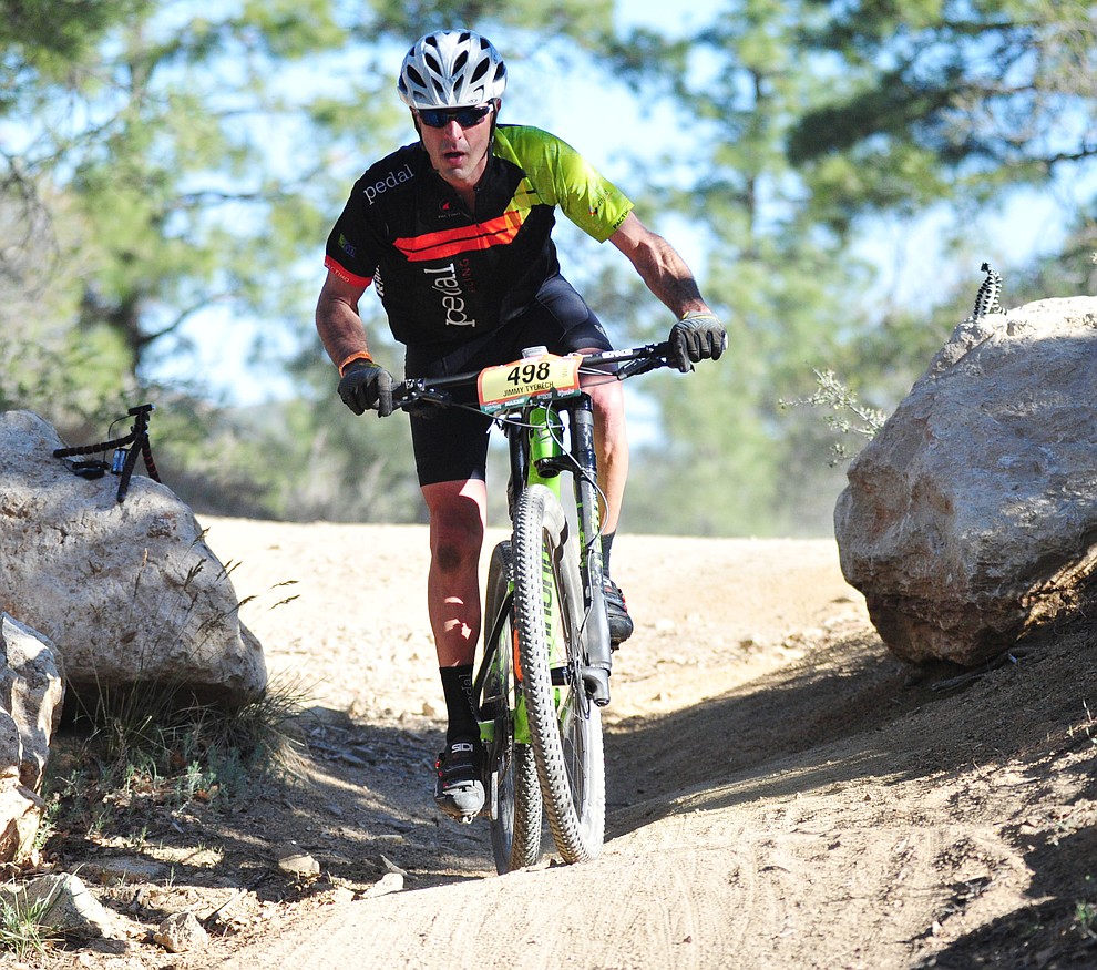 Jimmy Tyerech on course during the Whiskey Off Road 30 and 50 mile amateur races in Prescott Saturday, April 28, 2018. (Les Stukenberg/Courier)