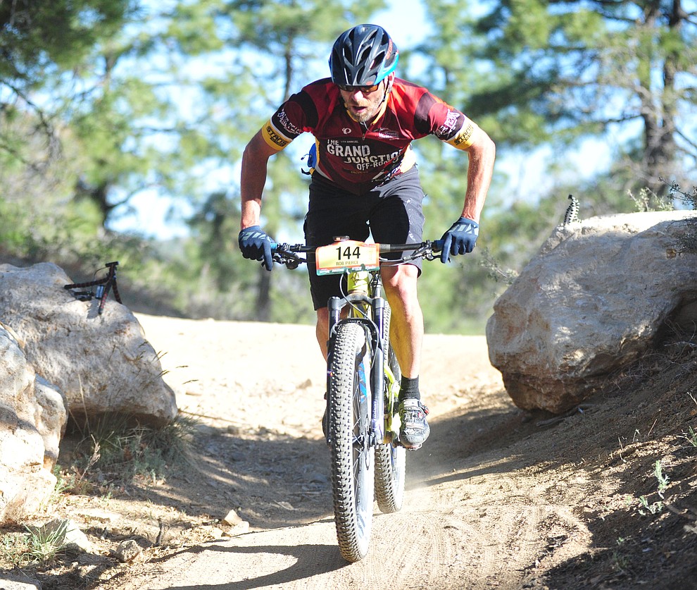 Rob Pierce on course during the Whiskey Off Road 30 and 50 mile amateur races in Prescott Saturday, April 28, 2018. (Les Stukenberg/Courier)