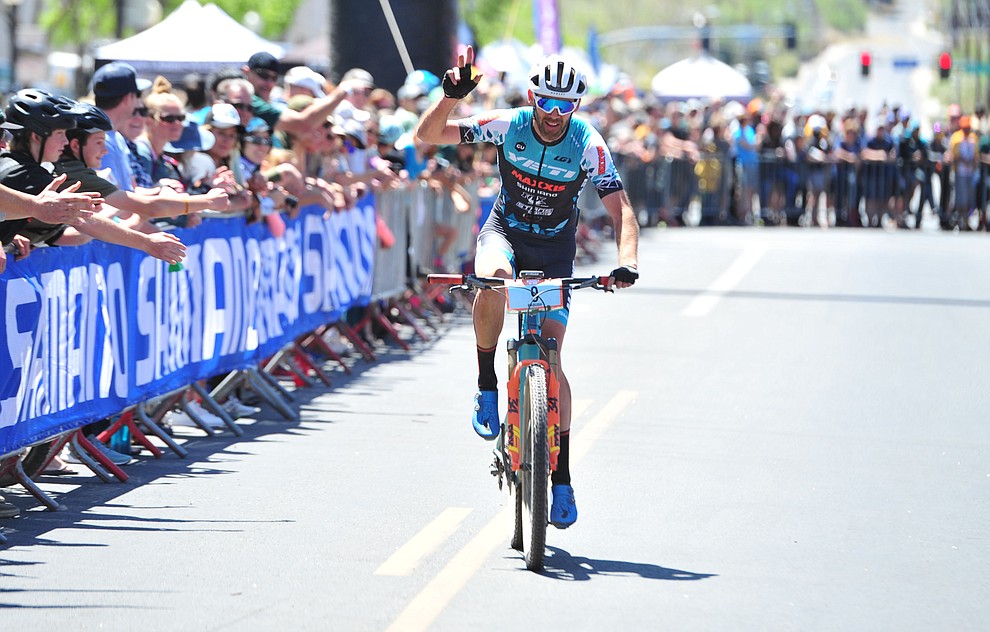 Geoff Kabush took 4th place in the Whiskey Off Road 50 mile professional race in Prescott Sunday, April 29, 2018. (Les Stukenberg/Courier)