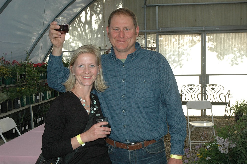 Justin and Lindsay Brereton at Wine, Bites & Brew, held at Earthworks Garden Supply in Chino Valley Saturday, April 28. (Jason Wheeler/Courier)